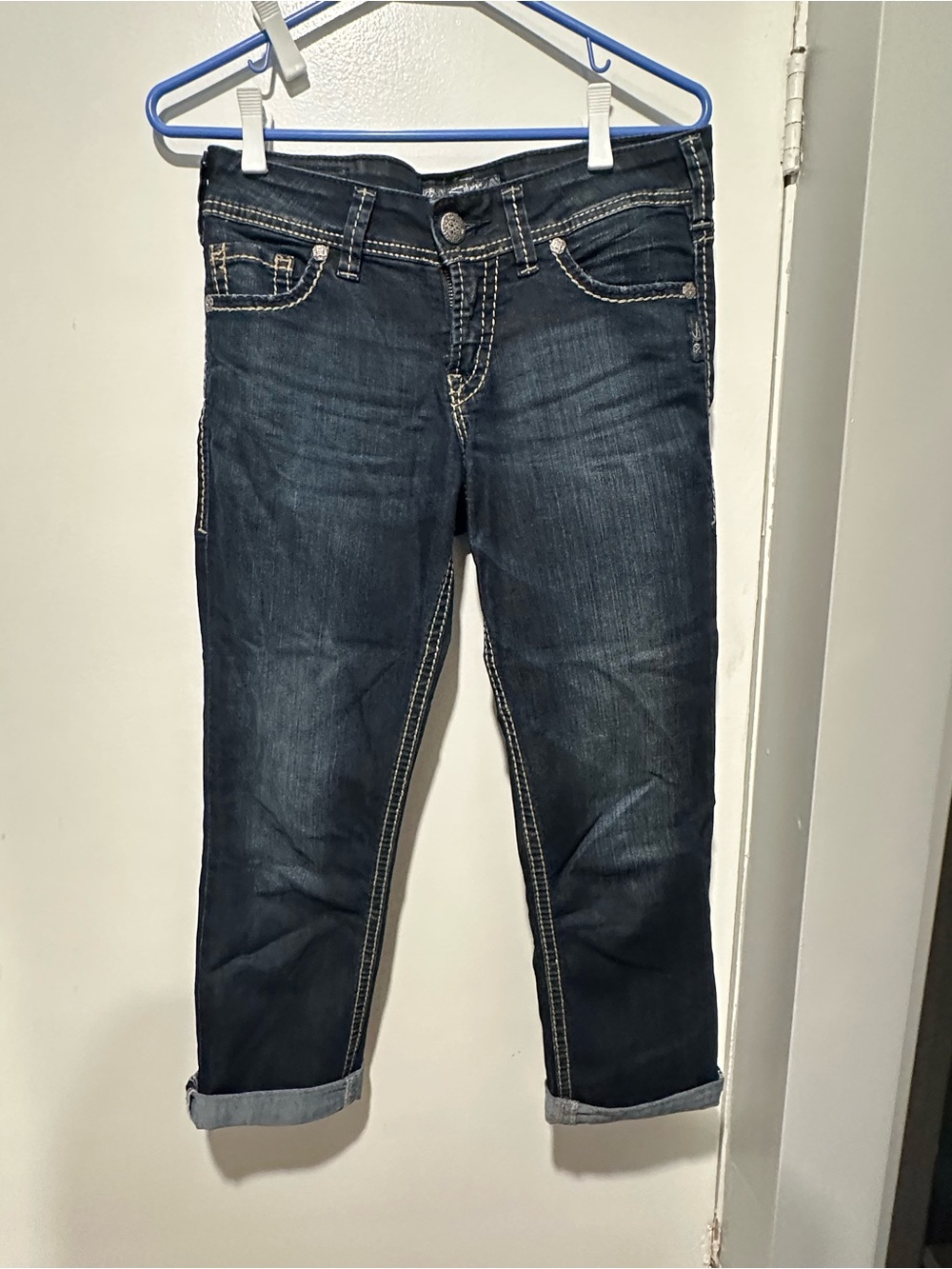 Silver Jeans Women's Dark Indigo suki Cropped Jeans/capris